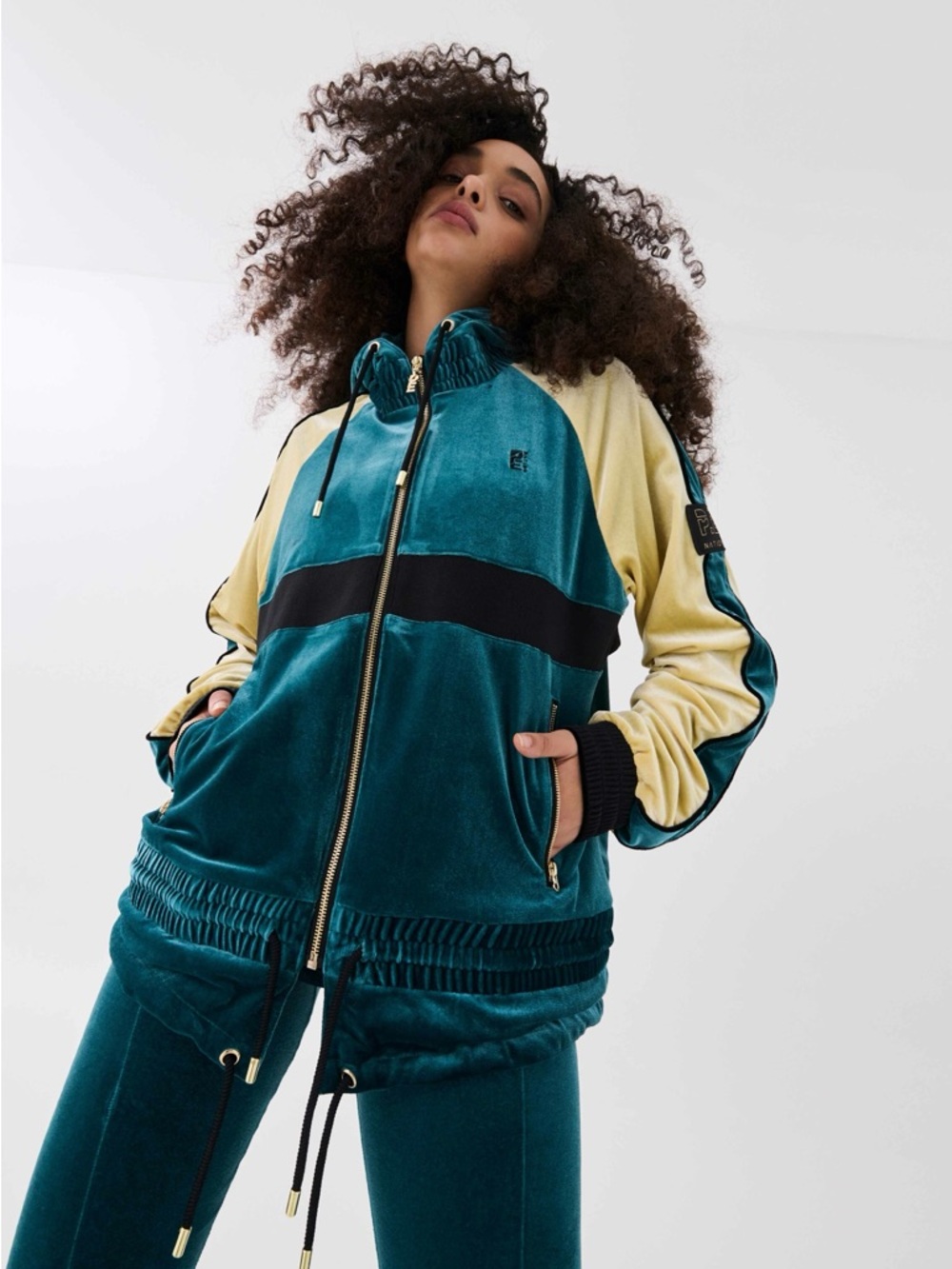 P.E Nation Retrospect Jacket In Deep Teal/Yellow Size Small